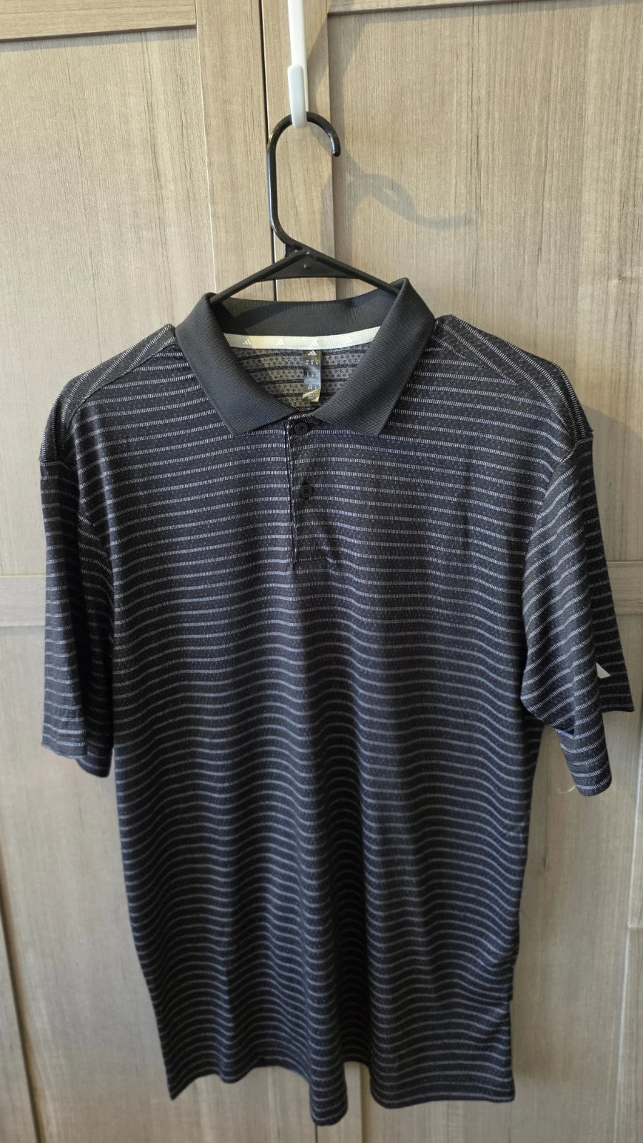 Adidas Golf Men XL Jacquard Black Stripe Jersey Knit Micro-Mesh Polo Shirt, New