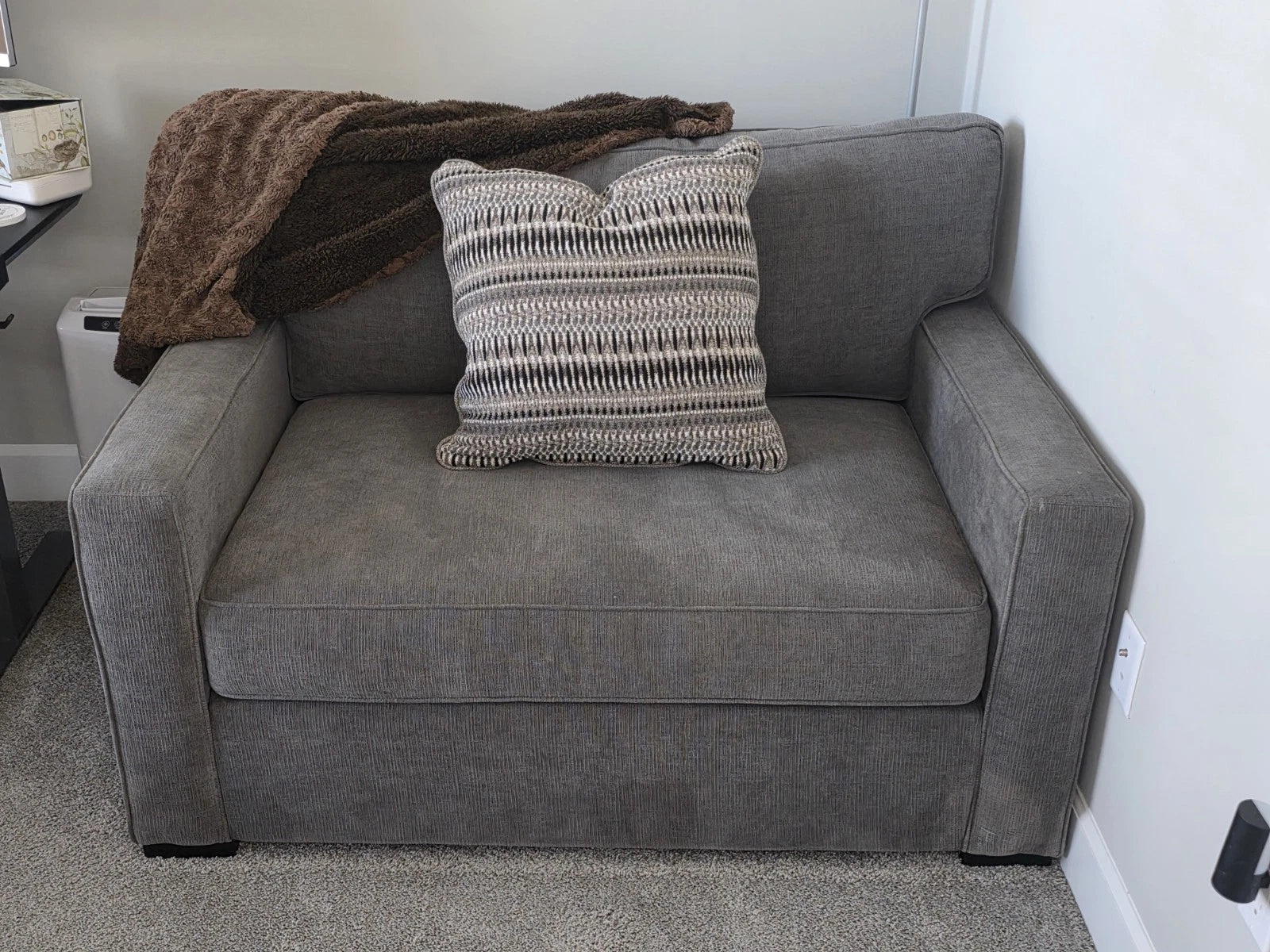 Macy’s Radley 54" Fabric Chair-and-a-Half / Twin Sleeper Couch - Gray